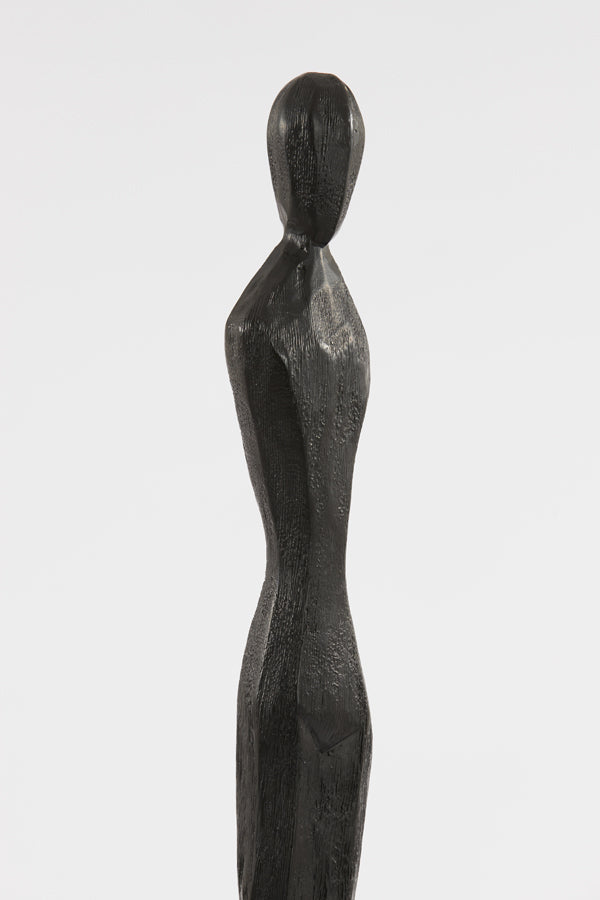 Title: Elegance in Ebony: 9.5x9.5x90 cm Matte Black Wood Sculpture