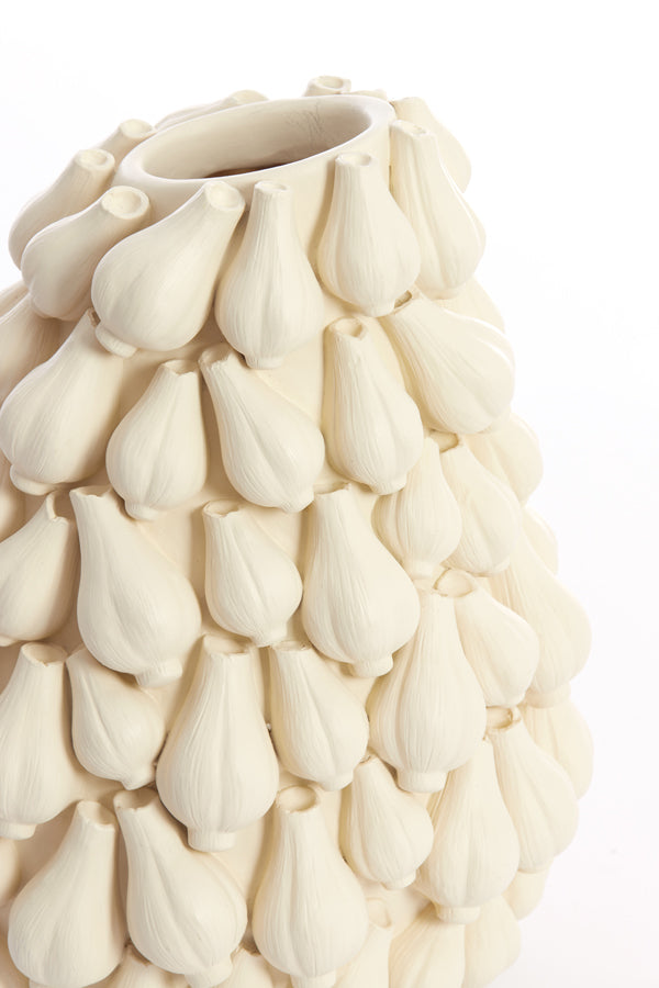 Elegant Cream Vase 42x39x47 cm - Garlic Shape Deco