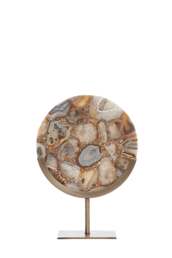 Elegantly Crafted Yellow Agate and Antique Bronze Ornament 25x10x35 cm