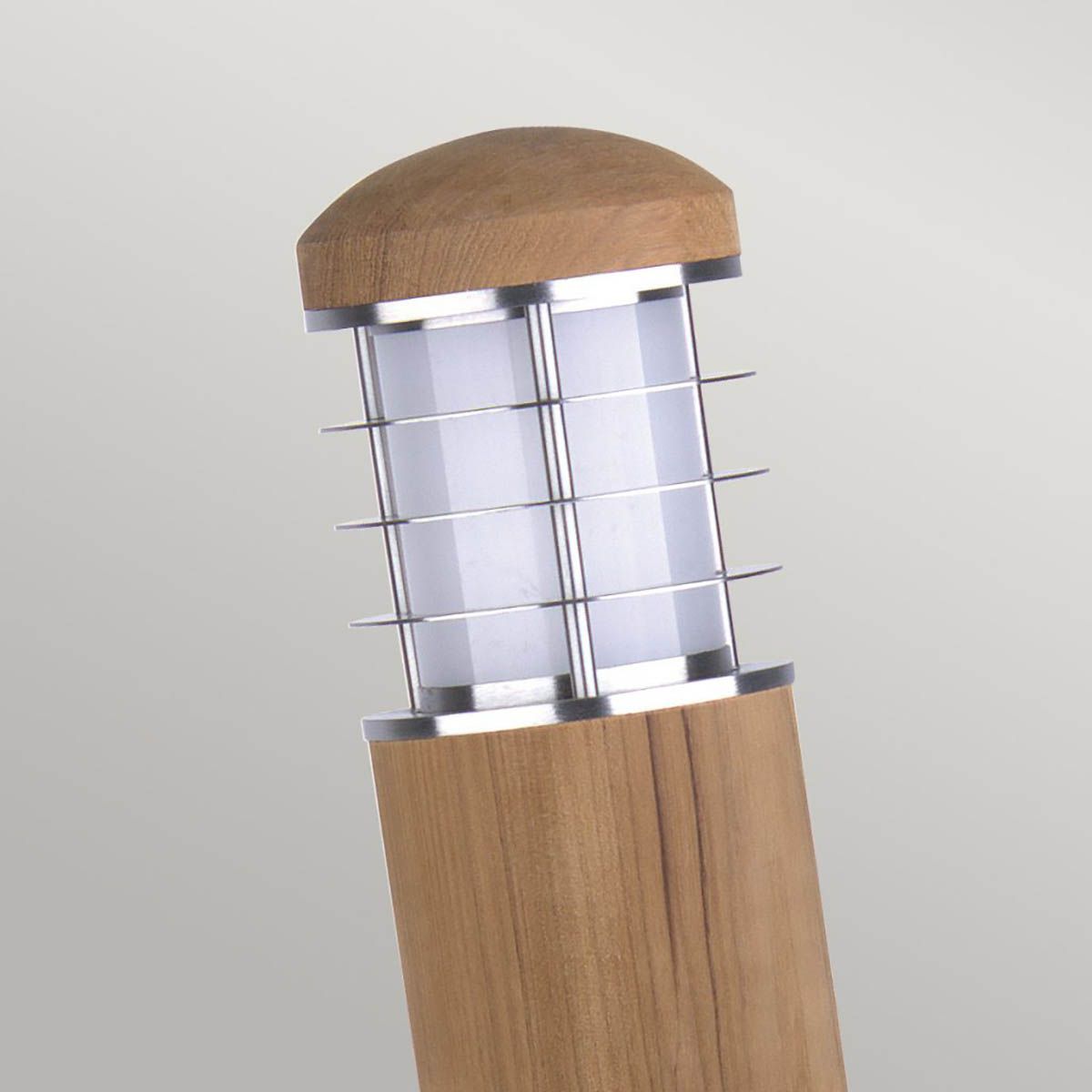 Poole 1 Light Mini Bollard Teak and Stainless Steel