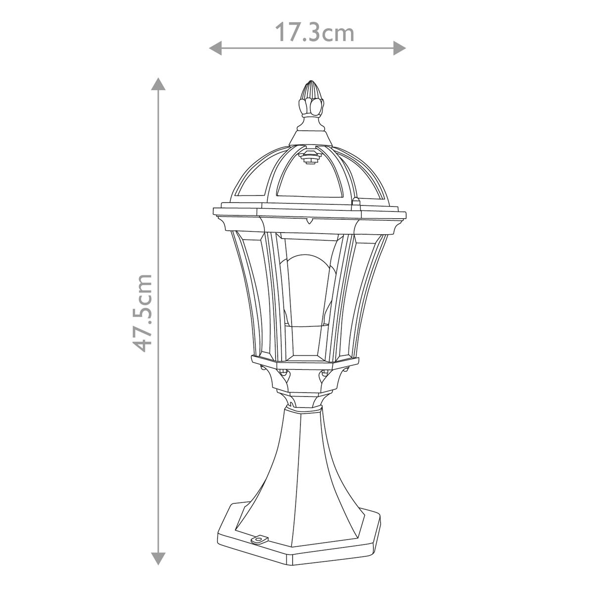 Ledbury 1 Light Pedestal Lantern Black