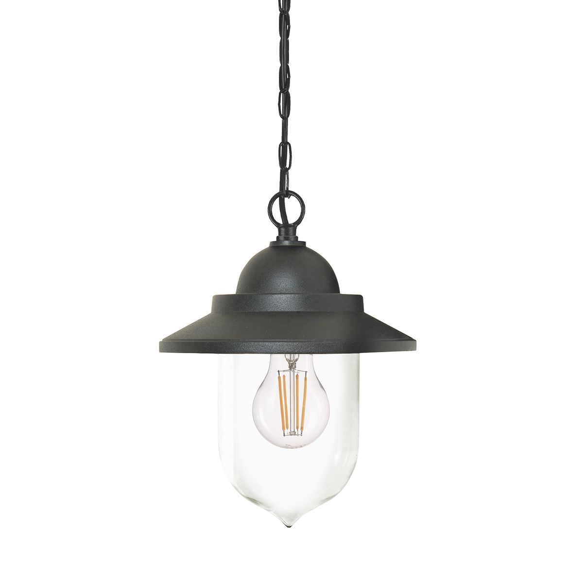 Sandown 1 Light Chain Lantern Black