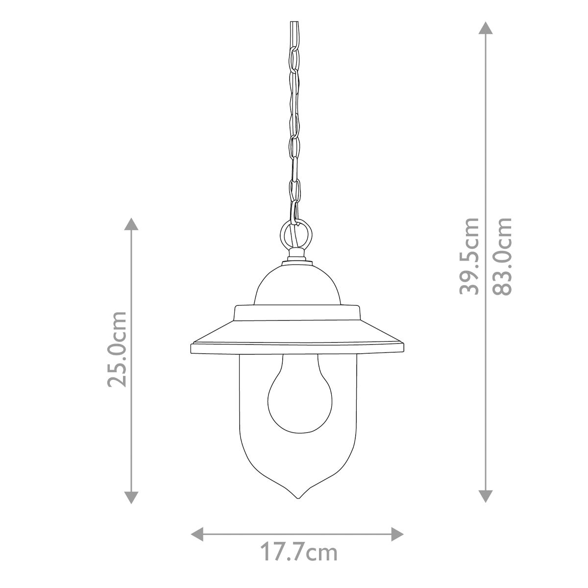 Sandown 1 Light Chain Lantern Black