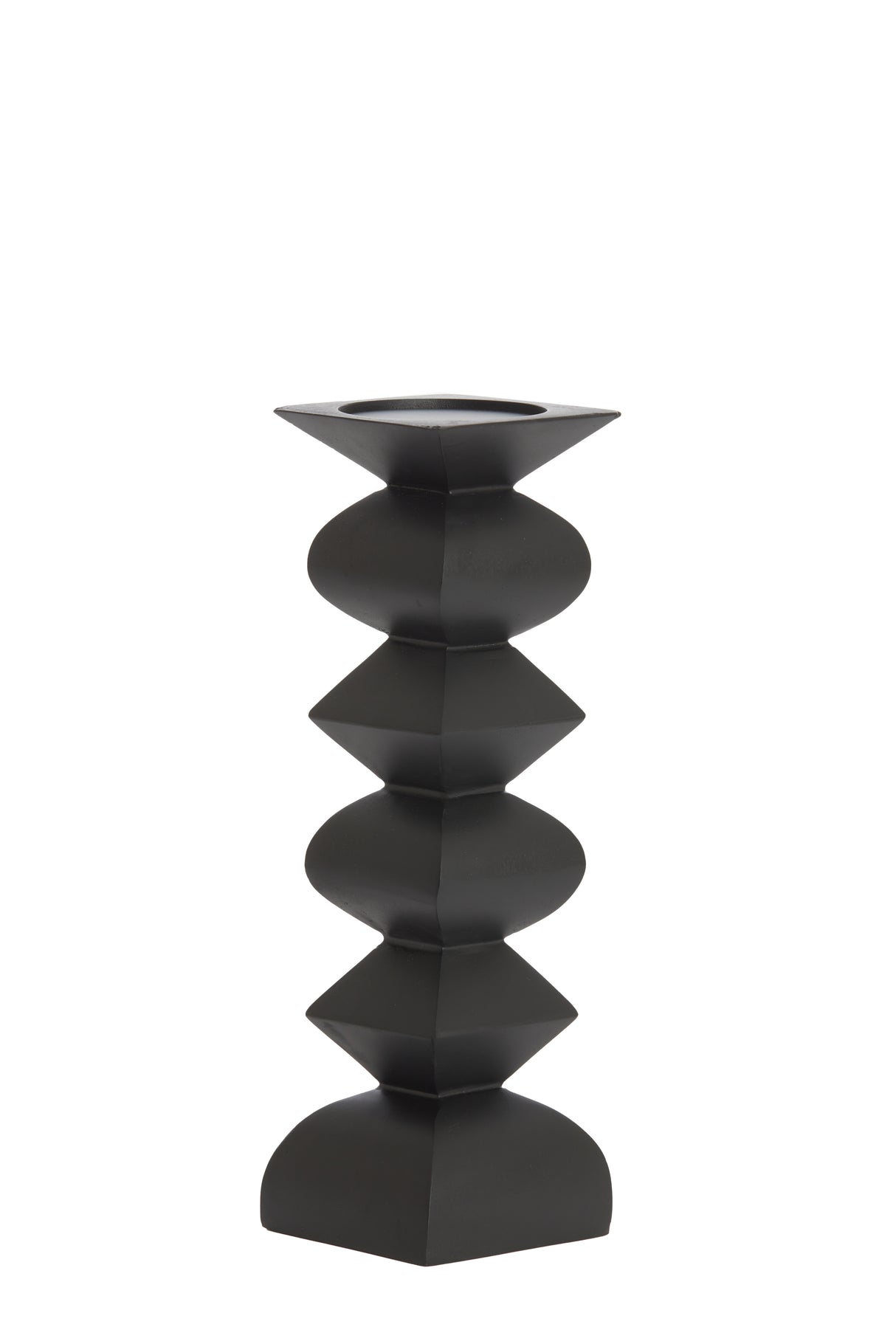 Elegant Black Wooden Candle Holder, 33.5 cm Tall
