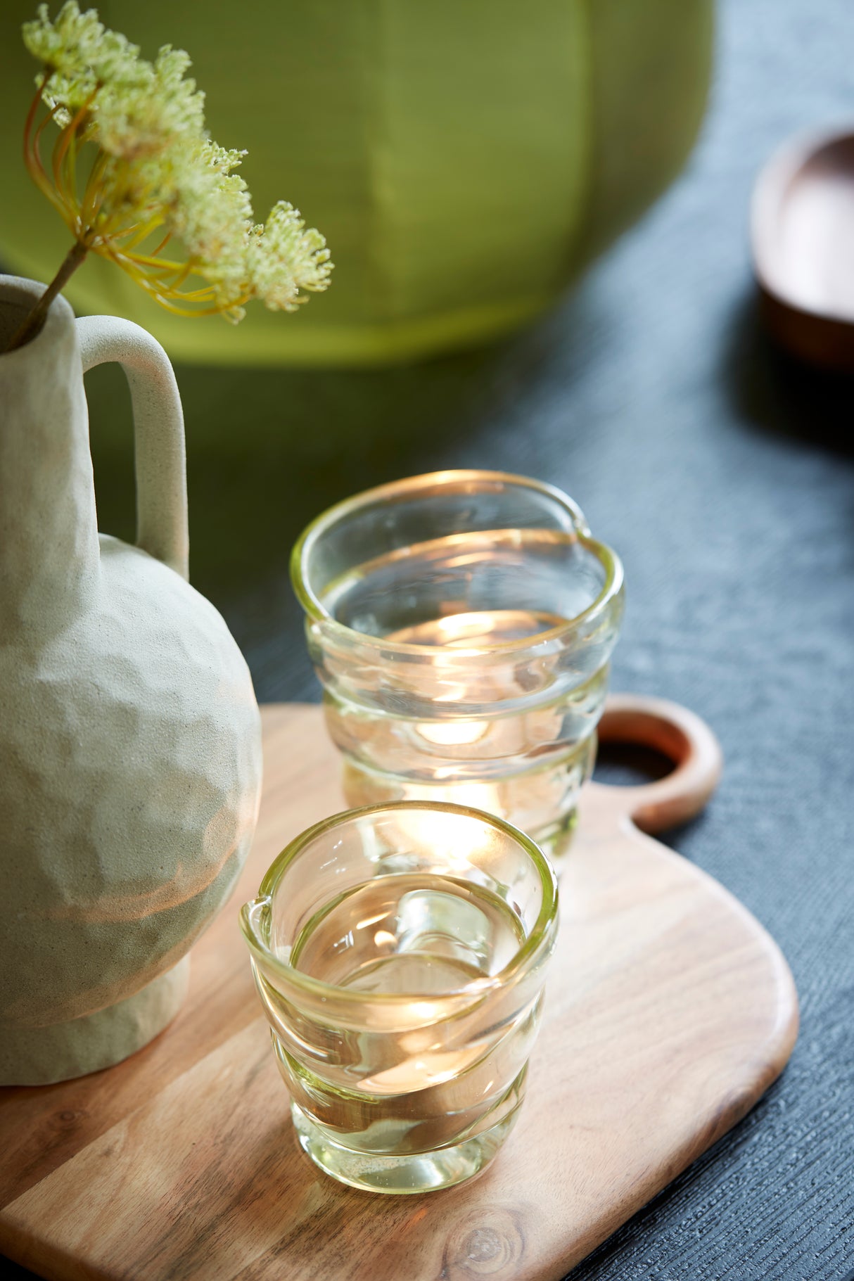 Elegant Yellow-Green Tealight Holder 10.5x7x12.5 cm