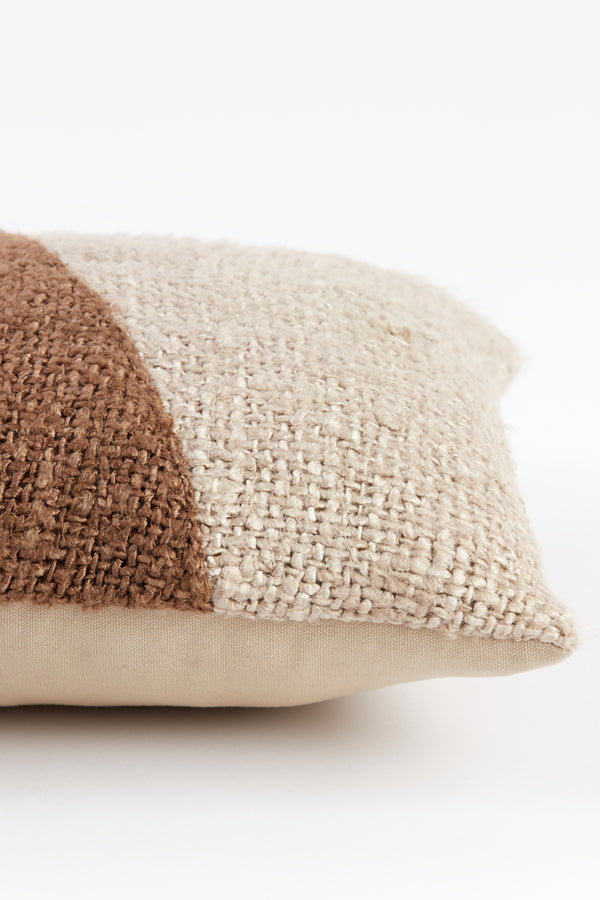 Dark Brown and Beige Rectangular Cushion - 60x30 cm