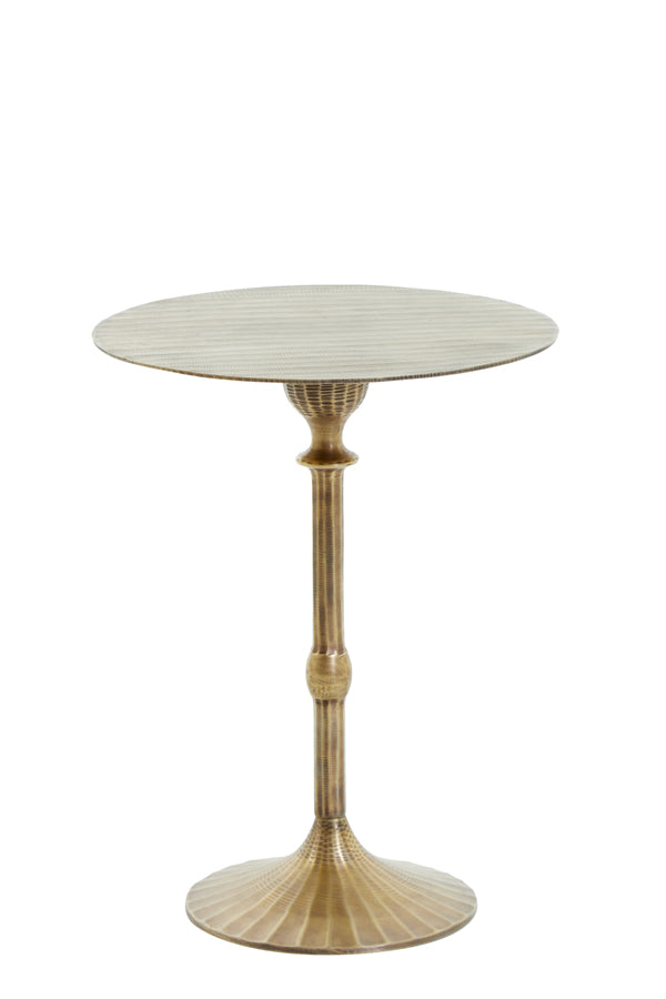 Round Side Table in Antique Bronze Finish, 40x50 cm