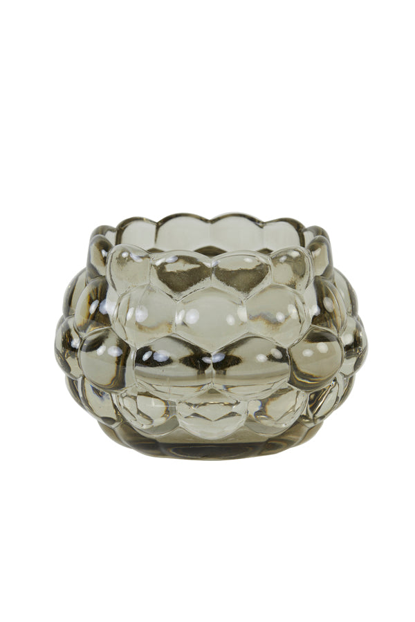 Smoky Grey Havana Glass Tealight Holder Ø12.5x8.5 cm