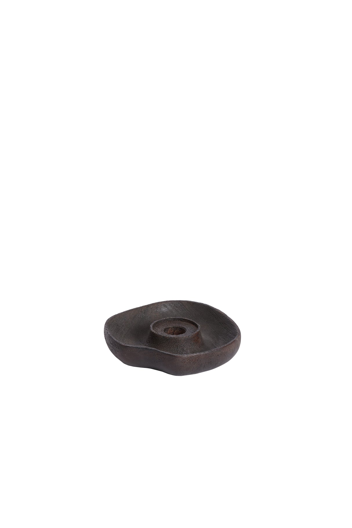 Elegance in Wood: Lagoa Candle Holder Ø14x3 cm in Matte Dark Brown