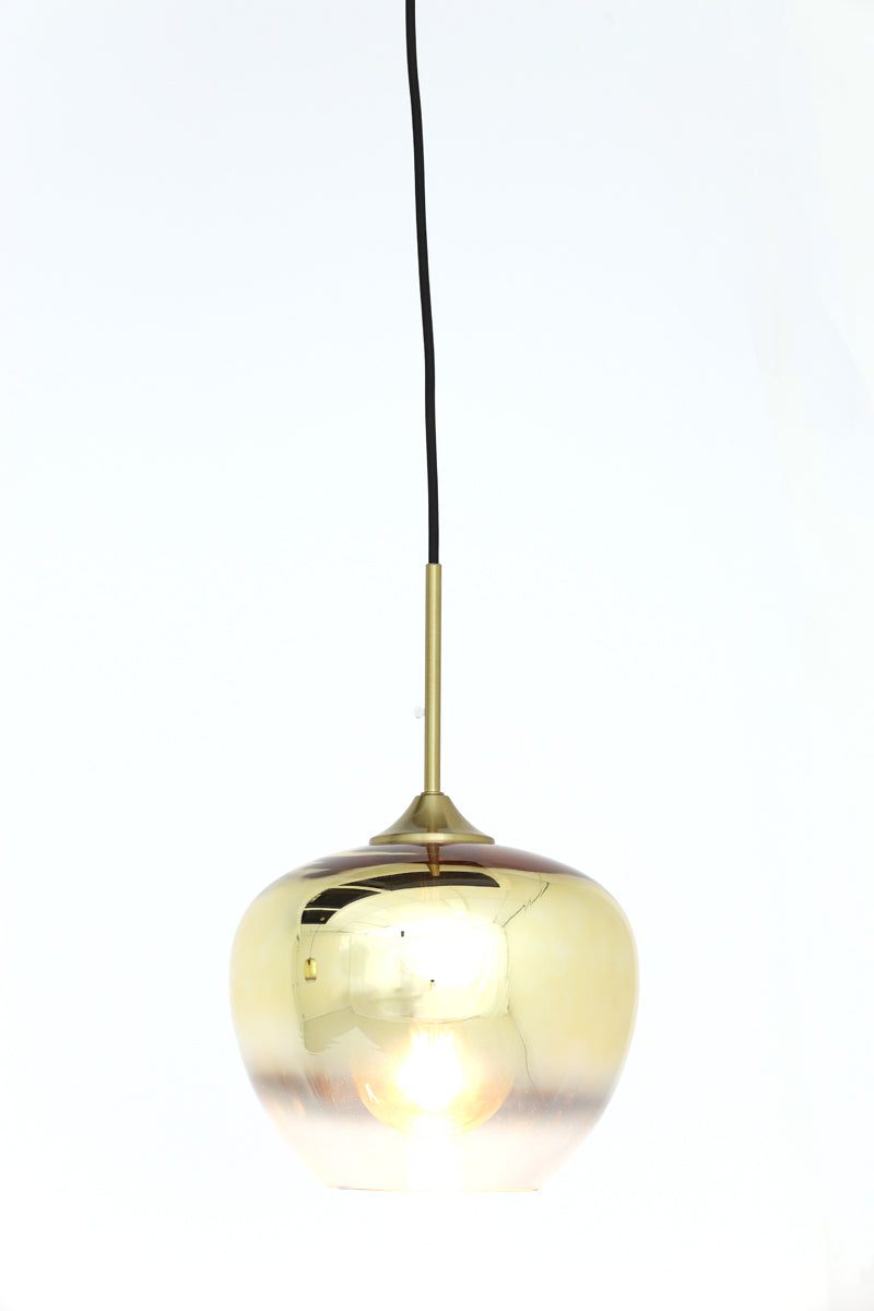 Elegant Glass Pendant Lamp Ø23x18 cm - Gold and Clear Design