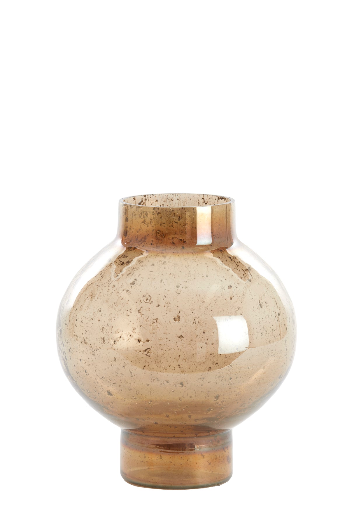 Amber Dusit Glass Vase with Stone Finish - 26x30 cm