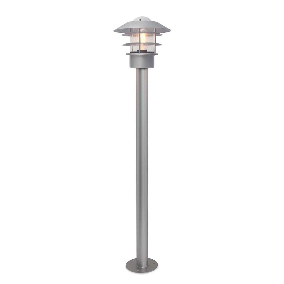 Helsingor Silver Outdoor Bollard Lantern - Sleek Stainless Steel Design