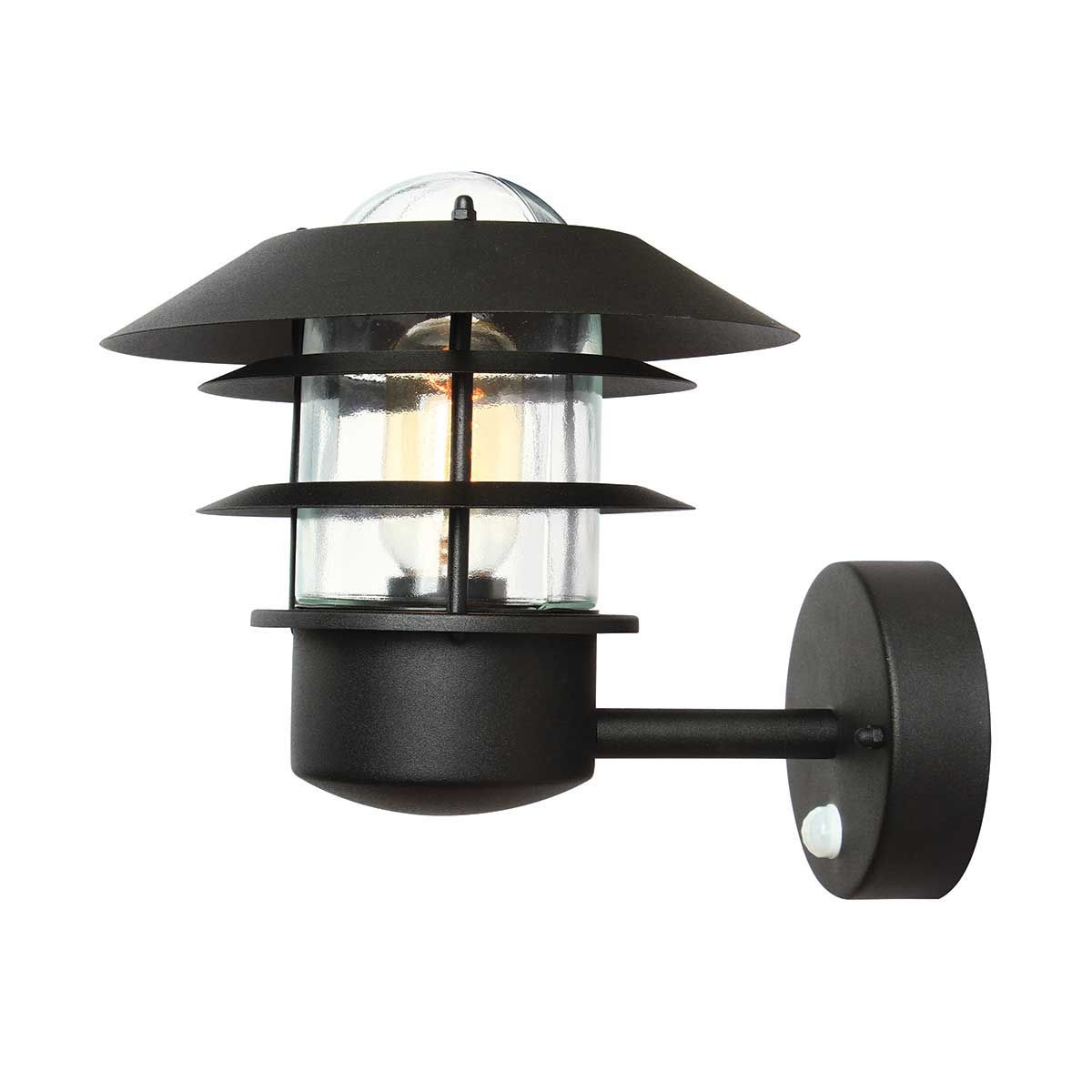 Helsingor Black Wall Lantern with PIR Sensor