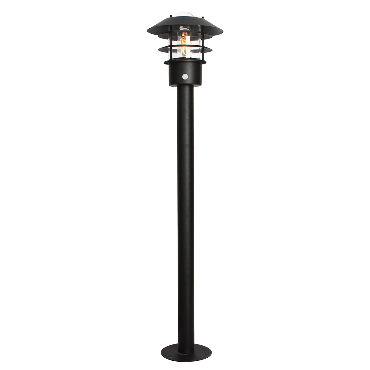 Helsingor 1 Light Bollard Lantern with PIR Black