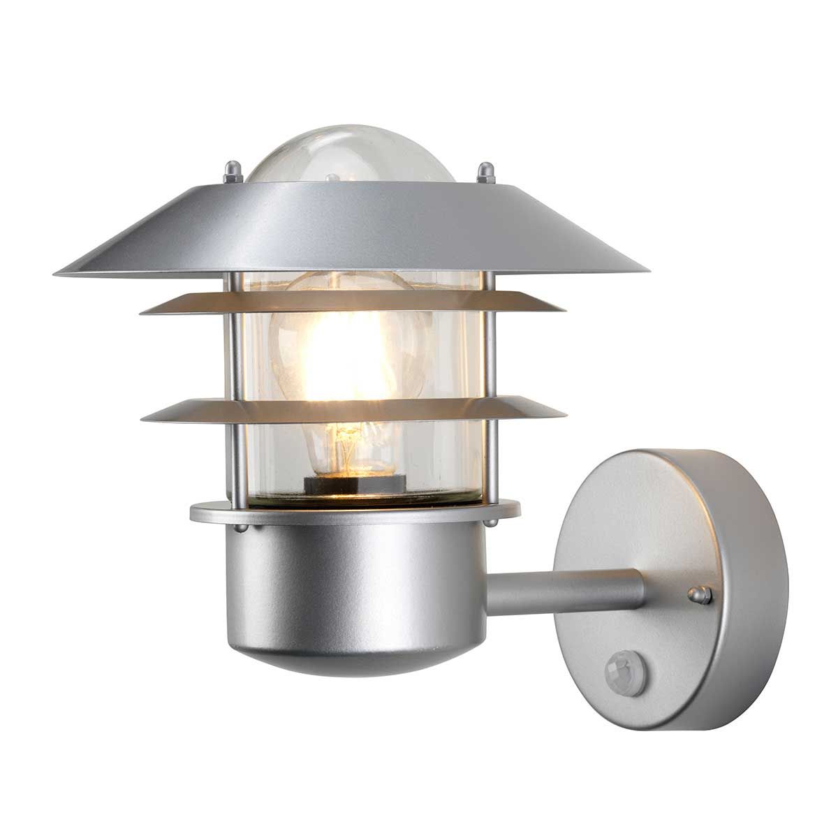 Helsingor PIR Outdoor Wall Lantern in Sleek Stainless Steel