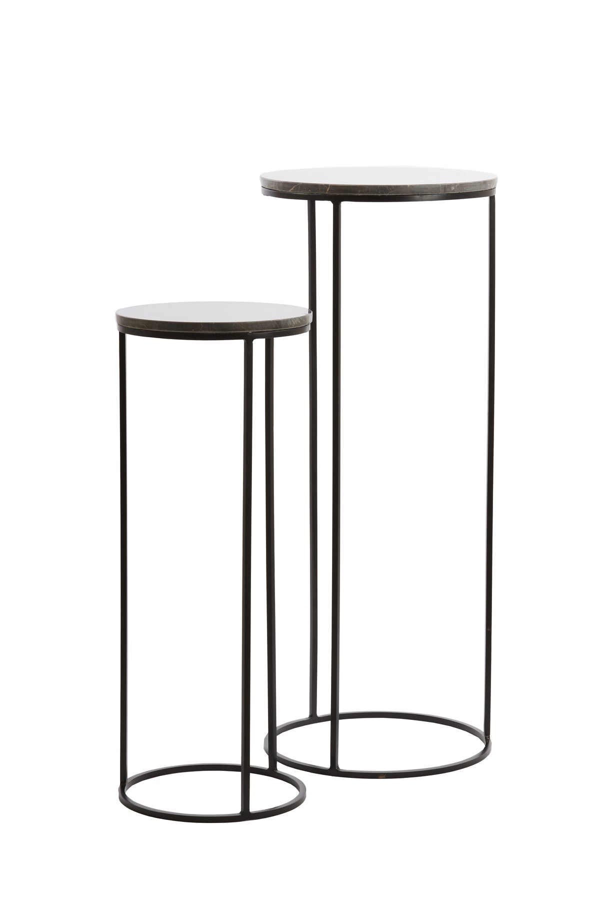 Elegant Laica Marble Pillar Set: Brown and Black, 32x32x81 cm & 41x41x101 cm