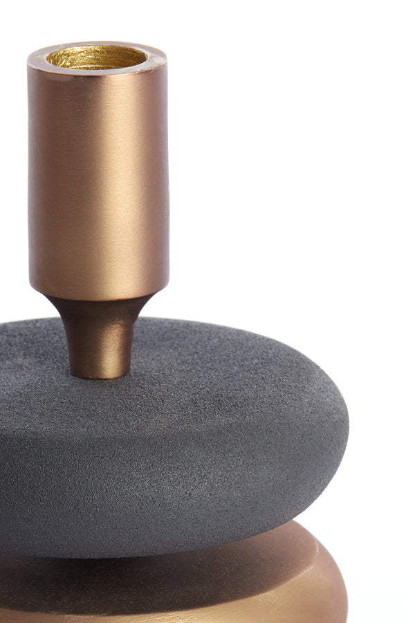 Velous Brown and Black Ø11x20 cm Elegant Candle Holder