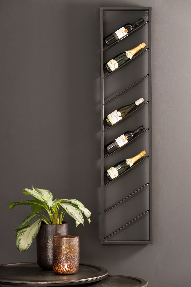 Vertical Elegance: Black Metal Wine Rack for 8 Bottles
