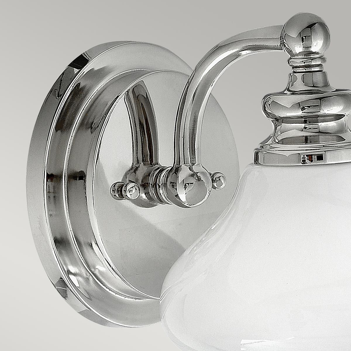 Ainsley Polished Chrome Bathroom Wall Light with Opal Glass Shade