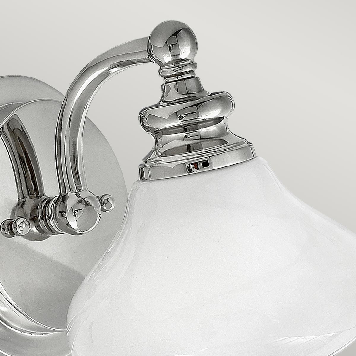 Ainsley Polished Chrome Bathroom Wall Light with Opal Glass Shade