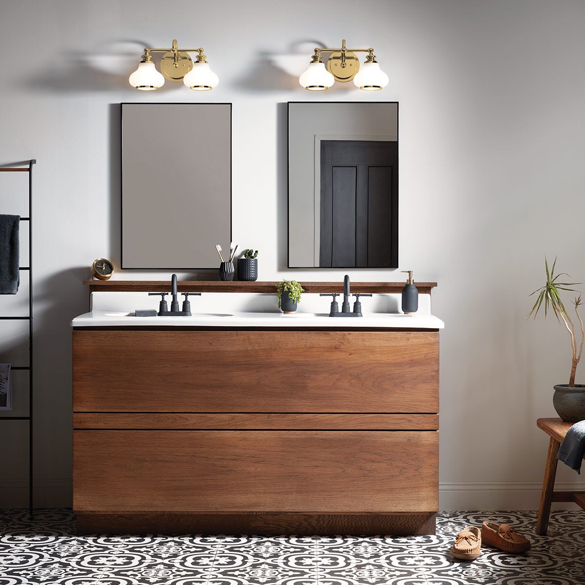 Ainsley Dual Light Fixture in Brushed Brass Finish