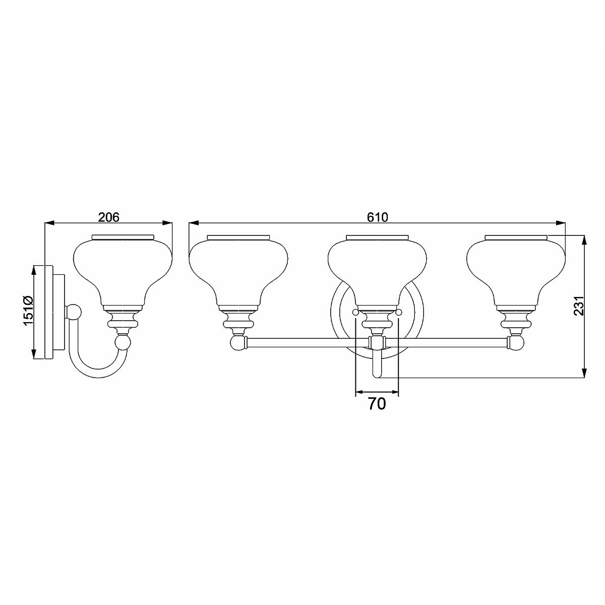 Ainsley Brushed Brass 3-Light Bathroom Wall Fixture