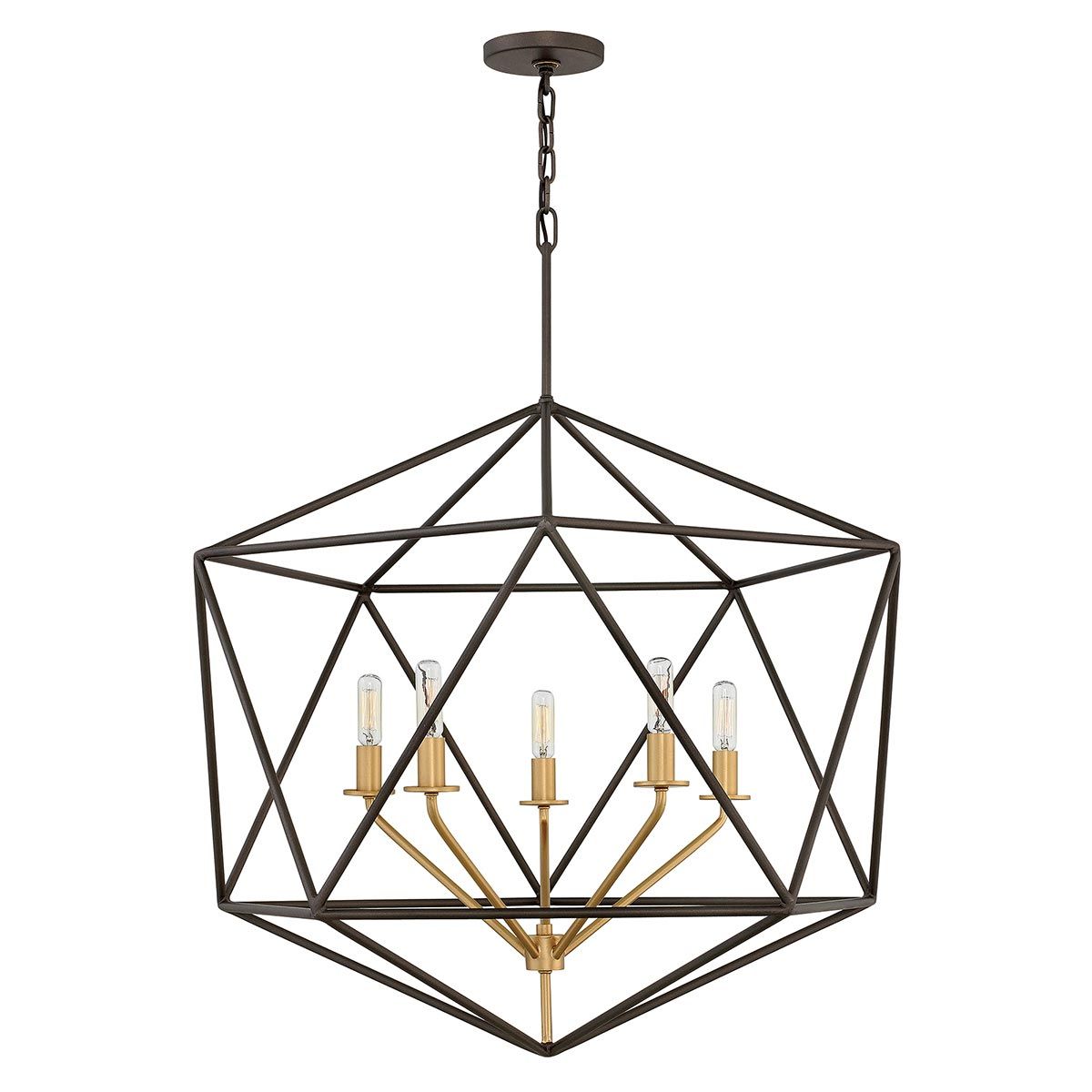 Astrid Modern Geometric Matte Bronze 5-Light Chandelier