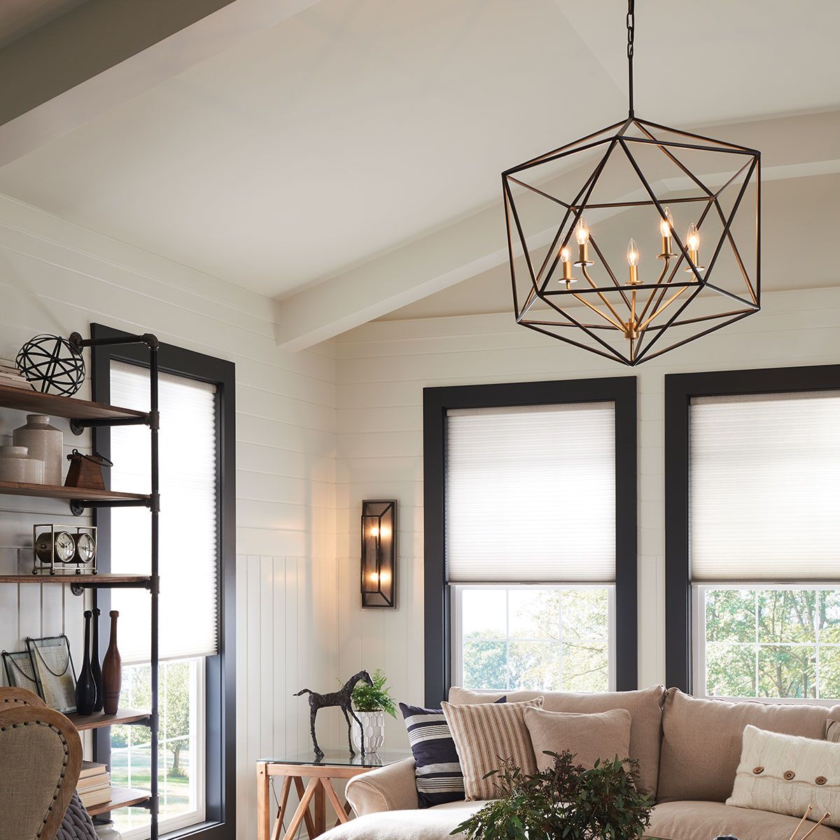 Astrid Modern Geometric Matte Bronze 5-Light Chandelier