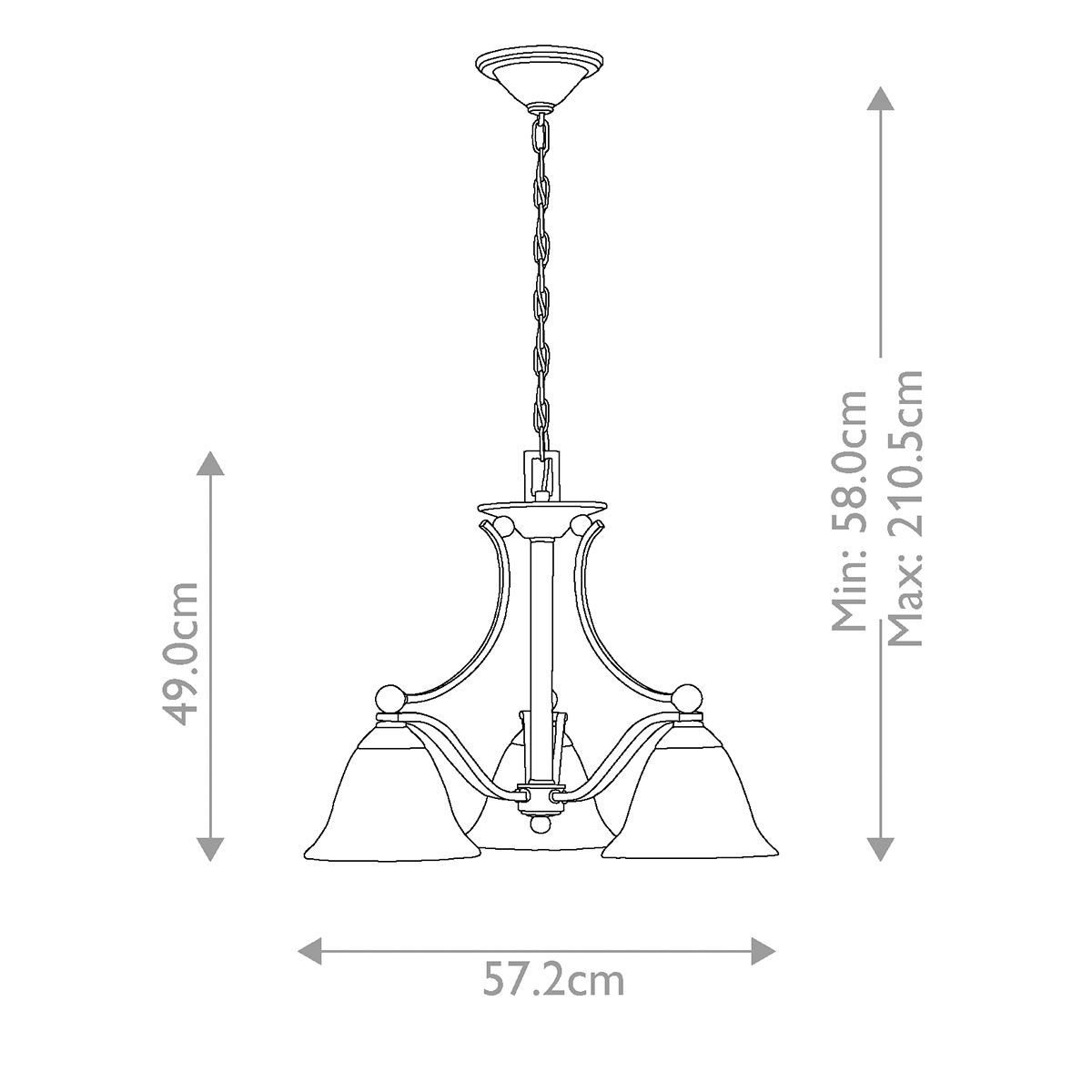 Elegant Brushed Nickel 3-Light Glass Chandelier
