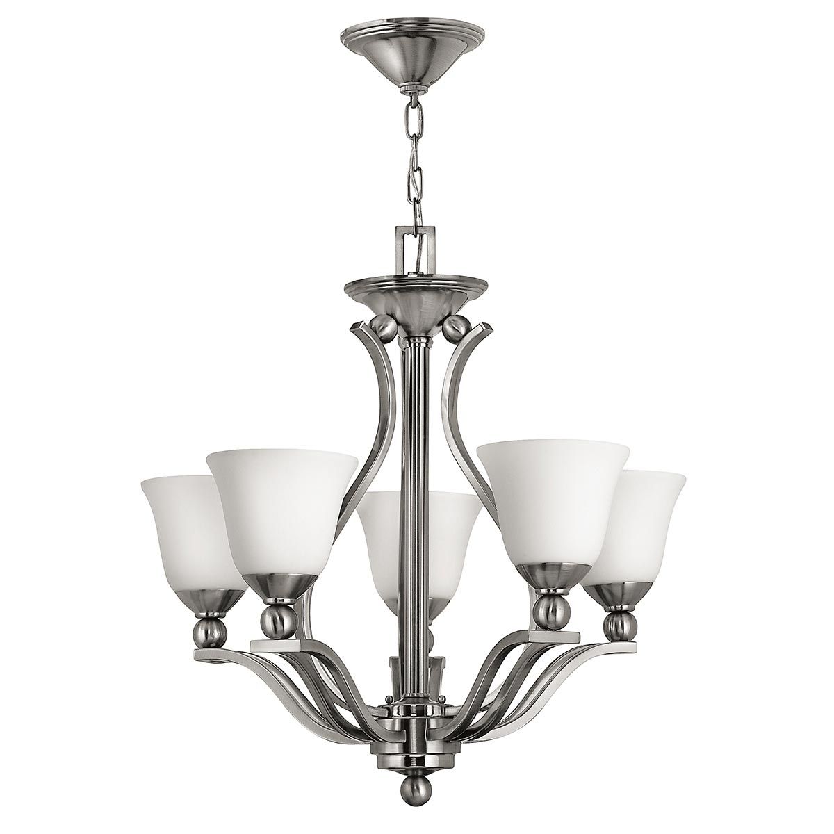 Elegant Bolla 5-Light Modern Chandelier in Brushed Nickel