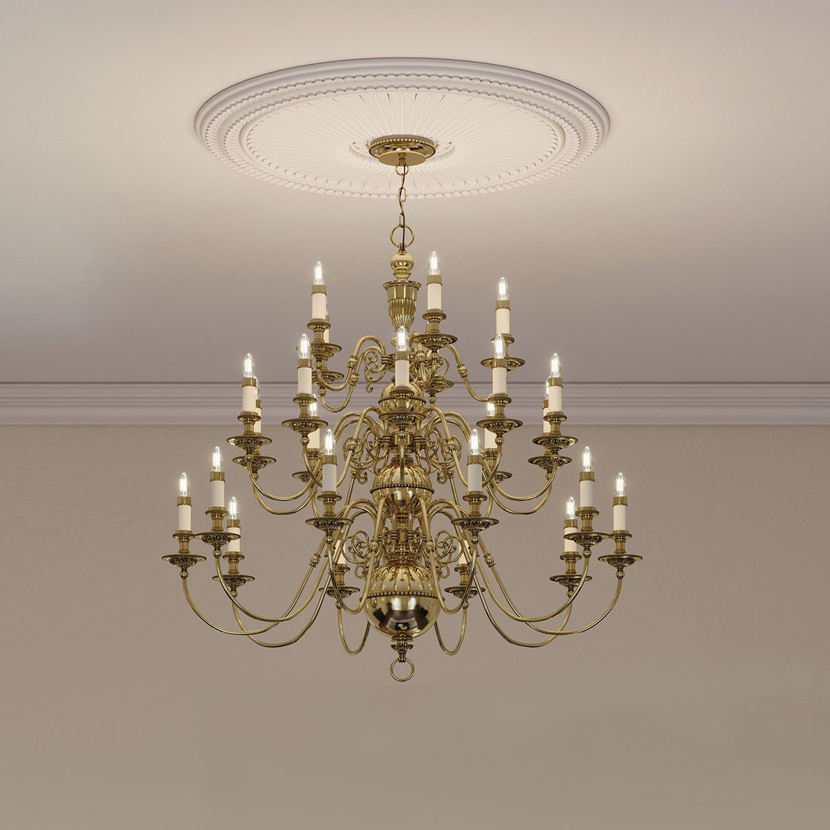 Cambridge 25-Light Brass Chandelier with Classic Elegance