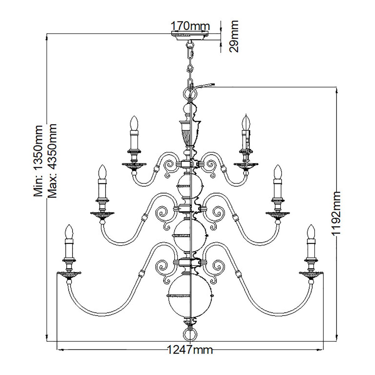 Cambridge 25-Light Brass Chandelier with Classic Elegance