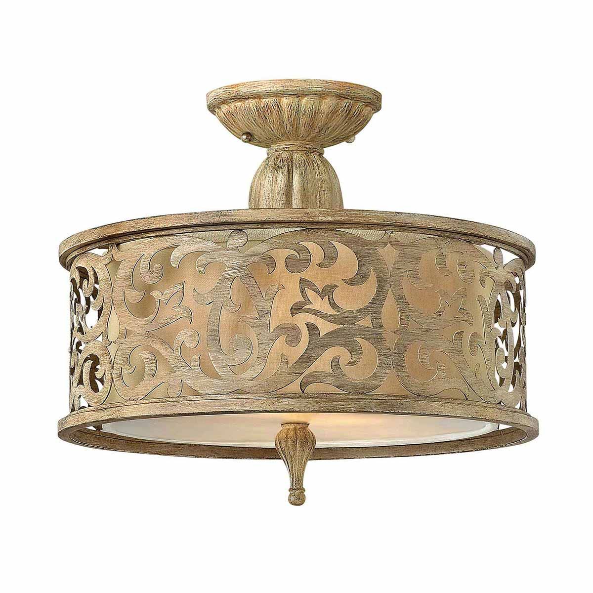 Elegant Brushed Champagne Semi-Flush Ceiling Light