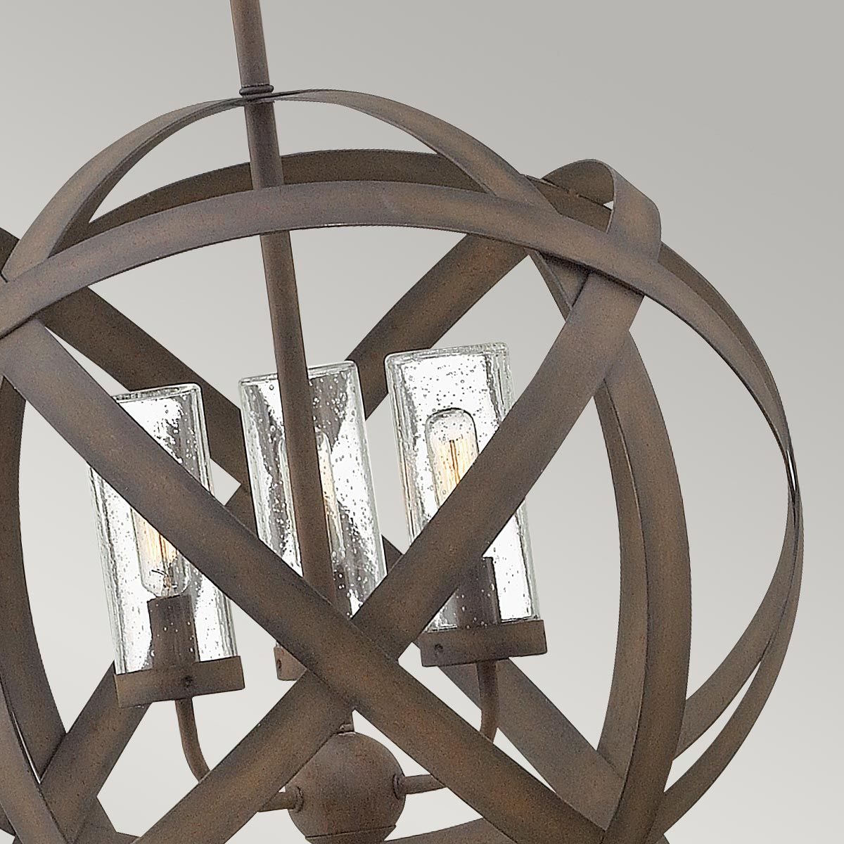 Carson Vintage Iron Outdoor Chandelier with Seedy Glass - 3 Light Fixture