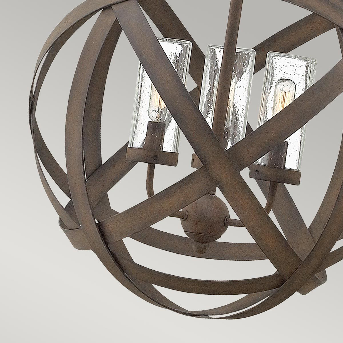 Carson Vintage Iron Outdoor Chandelier with Seedy Glass - 3 Light Fixture