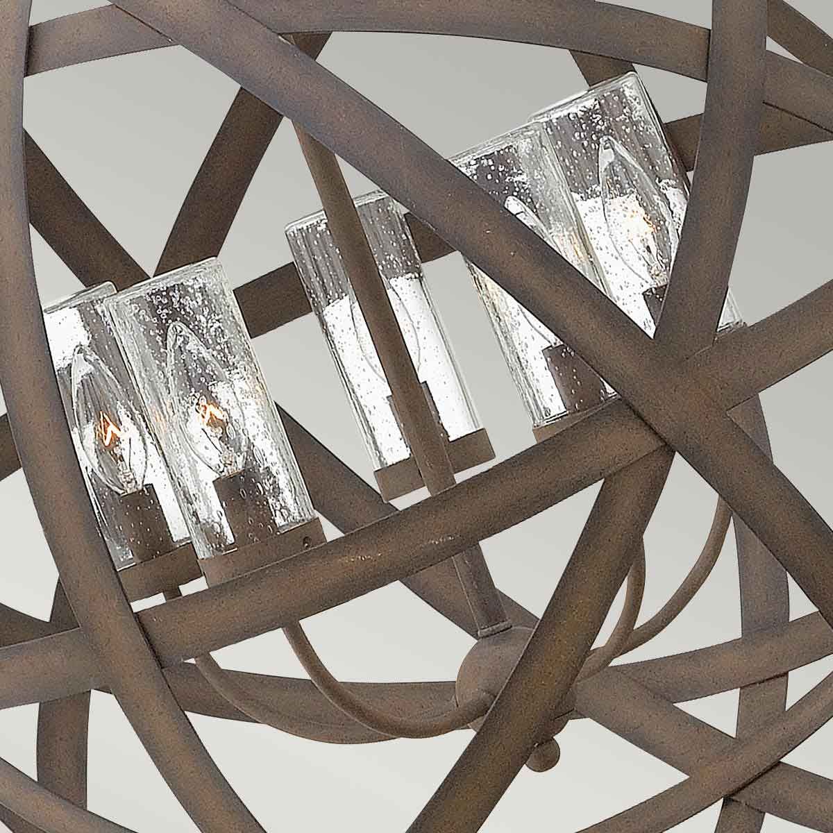 Carson 5-Light Outdoor Chandelier in Vintage Iron with Seedy Glass