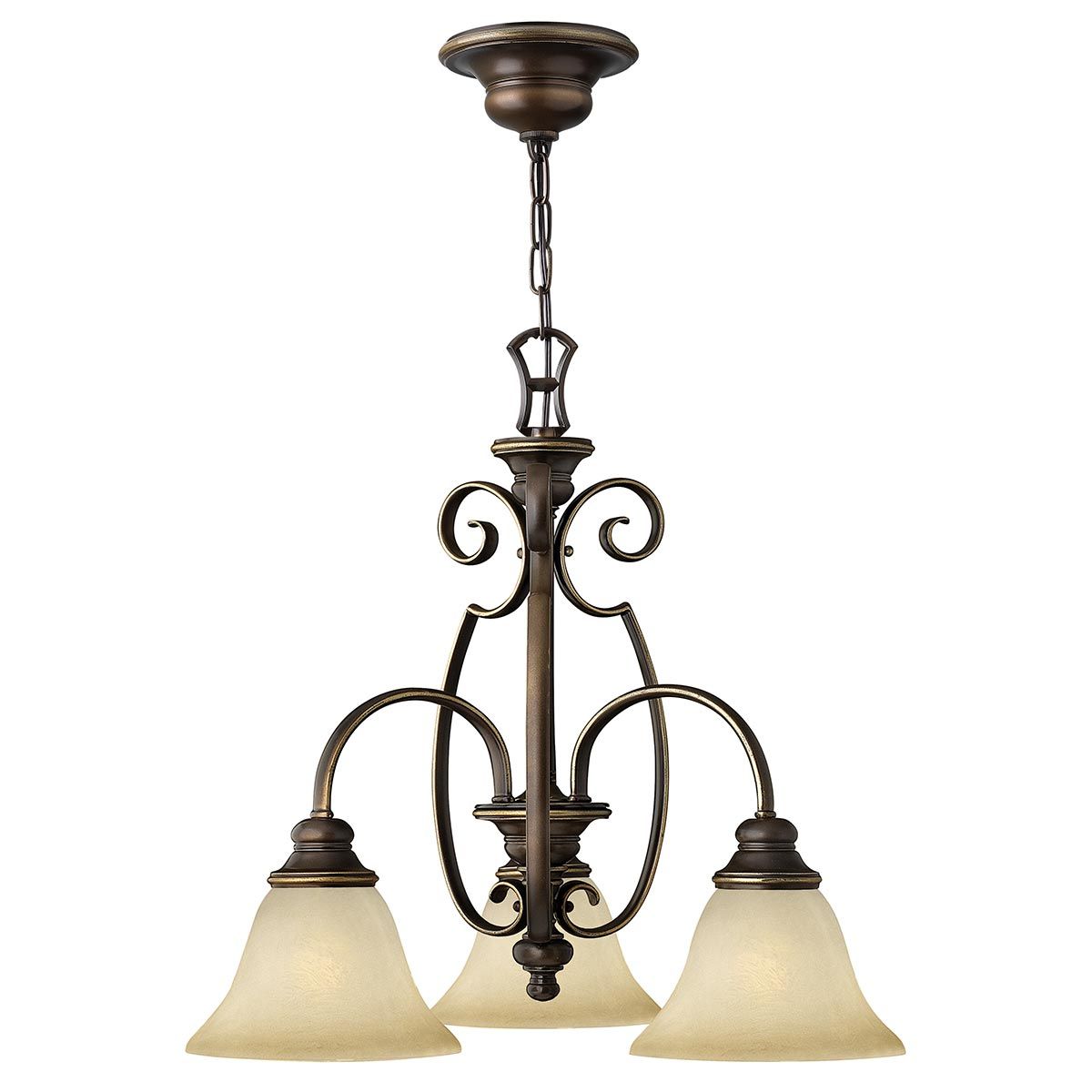 Elegant Cello Antique Bronze Three-Light Dining Chandelier
