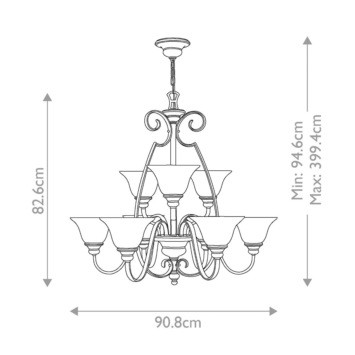 Elegance Symphony 9-Light Antique Bronze Chandelier
