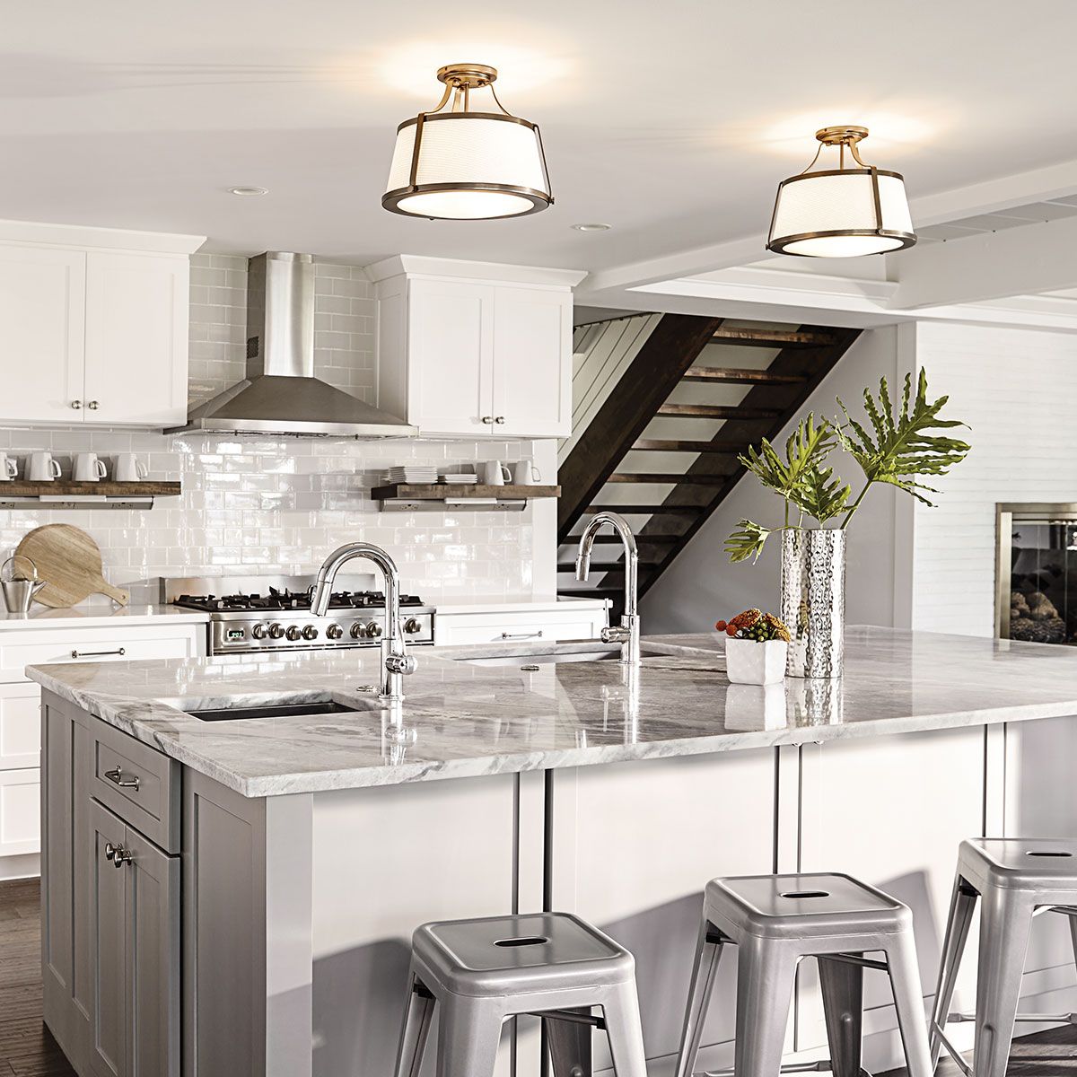 Charlotte Brushed Caramel Semi-Flush Light Fixture