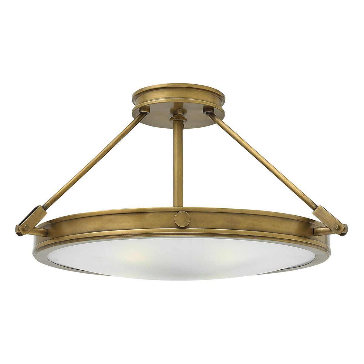 Mid-Century Collier Heritage Brass Semi-Flush Ceiling Light