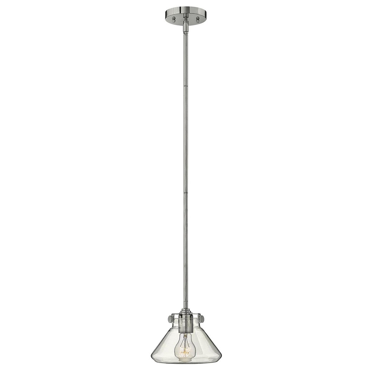 Vintage Chrome Glass Pendant Light Fixture