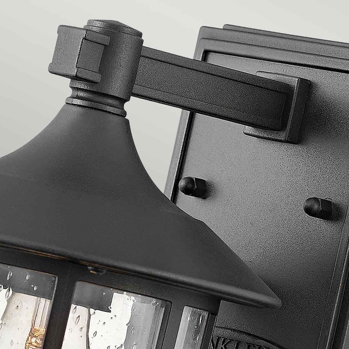 New England Black Wall Lantern with Clear Seeded Glass