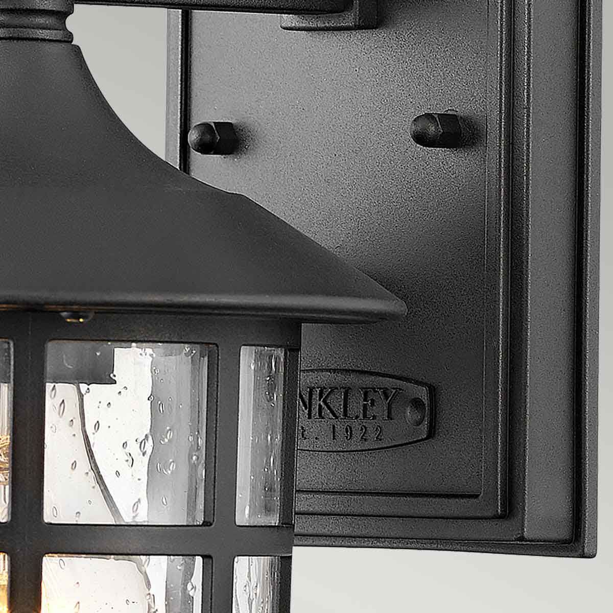 New England Black Wall Lantern with Clear Seeded Glass