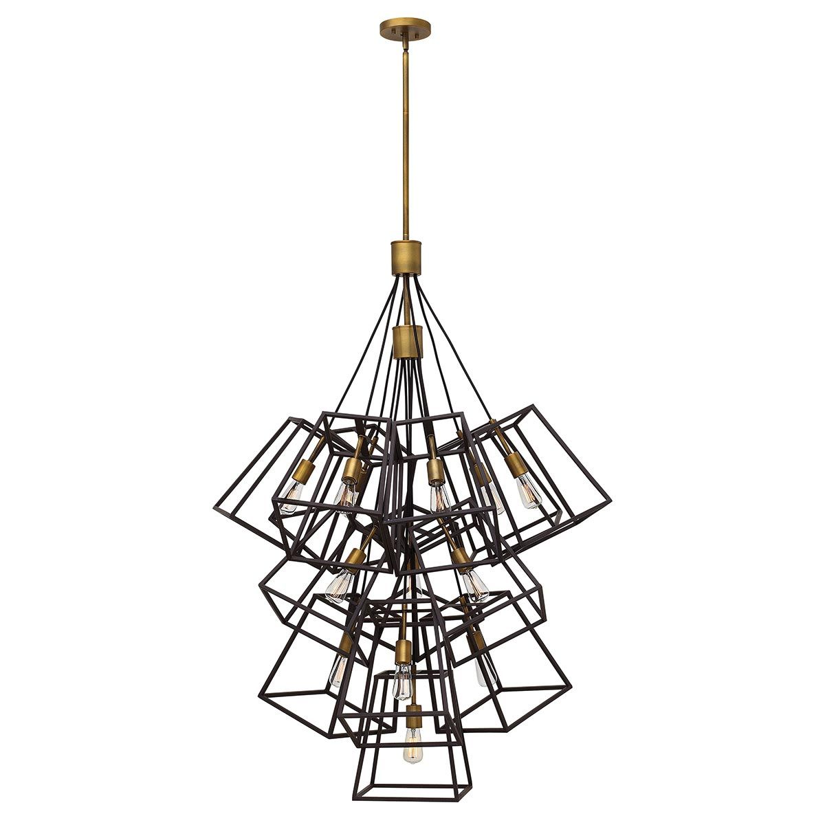 Fulton 13-Light Bronze Foyer Chandelier with Vintage Industrial Design