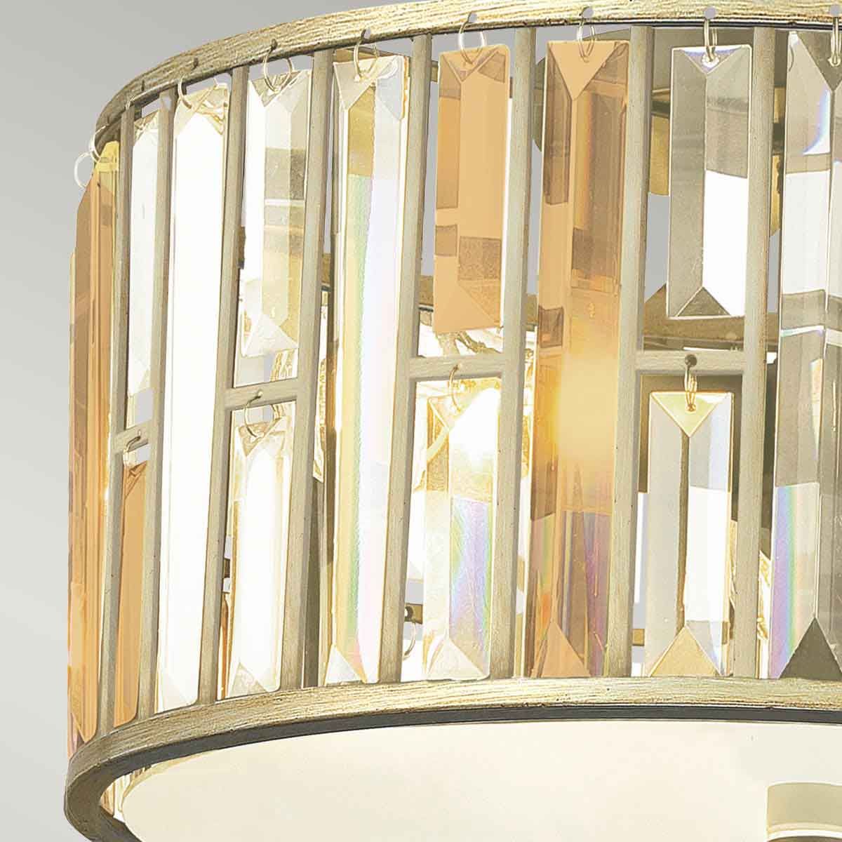 Gemma Silver Leaf Crystal Flush Mount Light