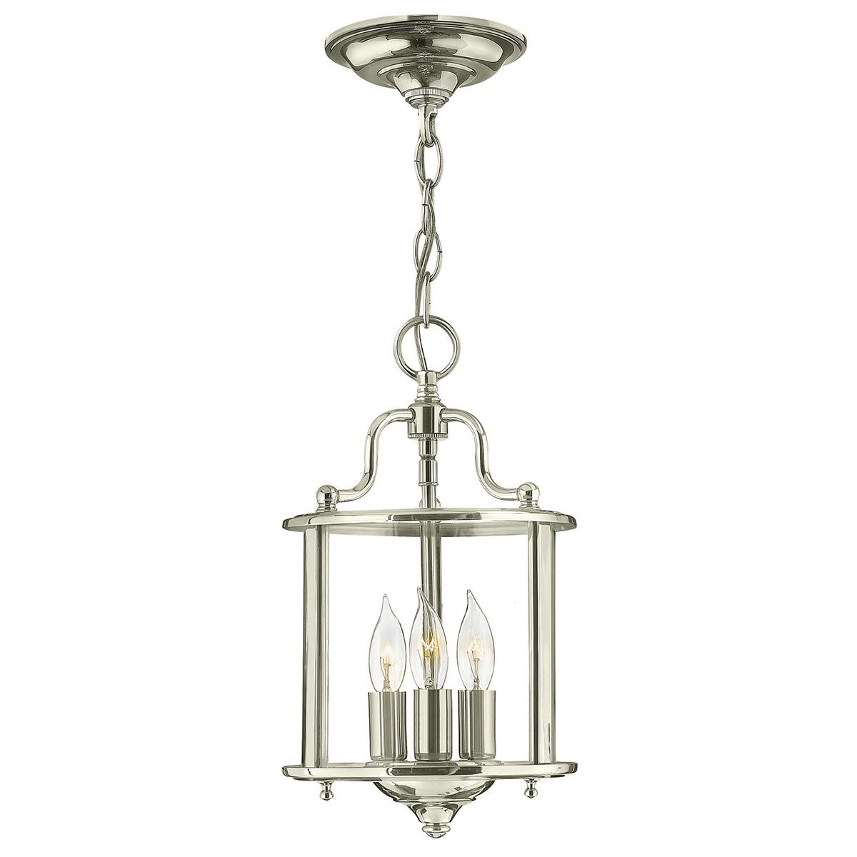 Gentry Collection: Polished Nickel Triple Light Pendant with Clear Glass