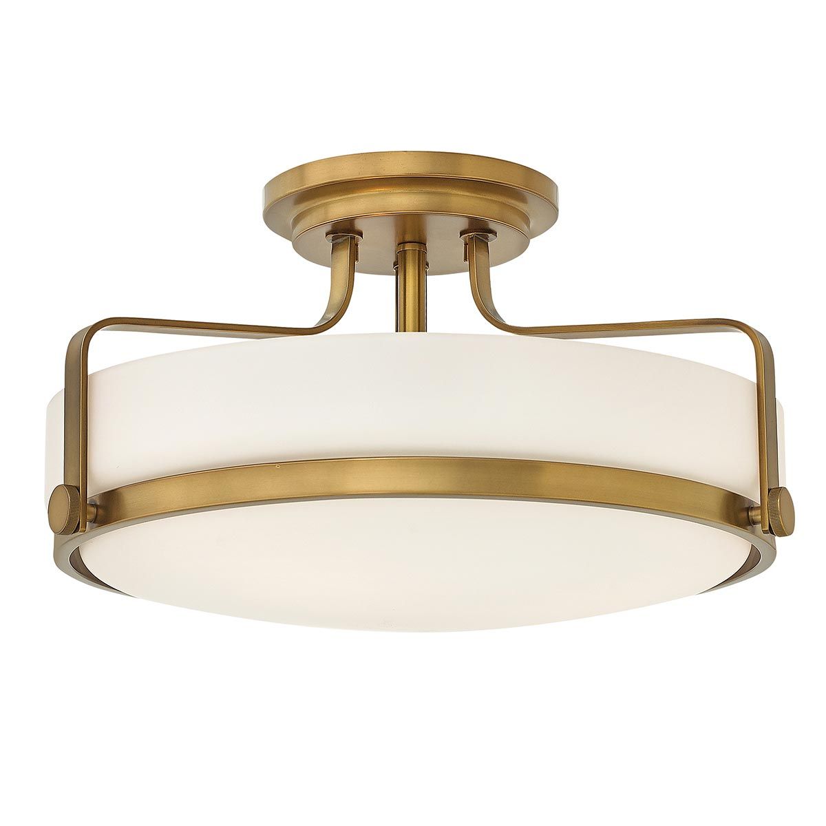 Harper Medium Retro Semi-Flush Light - Heritage Brass Finish