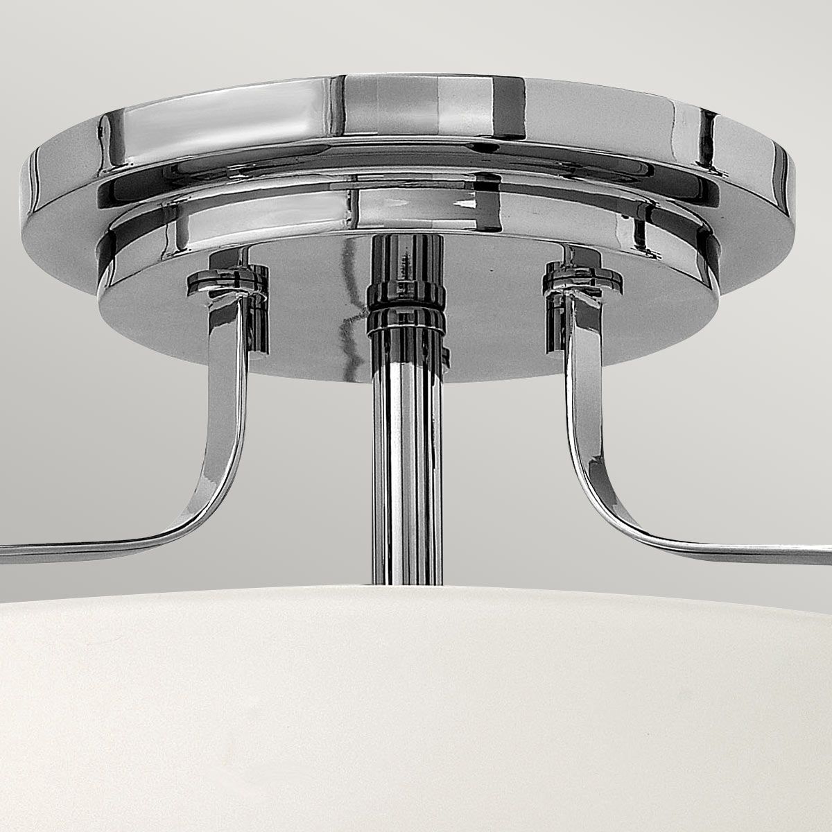 Harper Small Semi-Flush Mount Light - Opal Glass and Chrome Finish