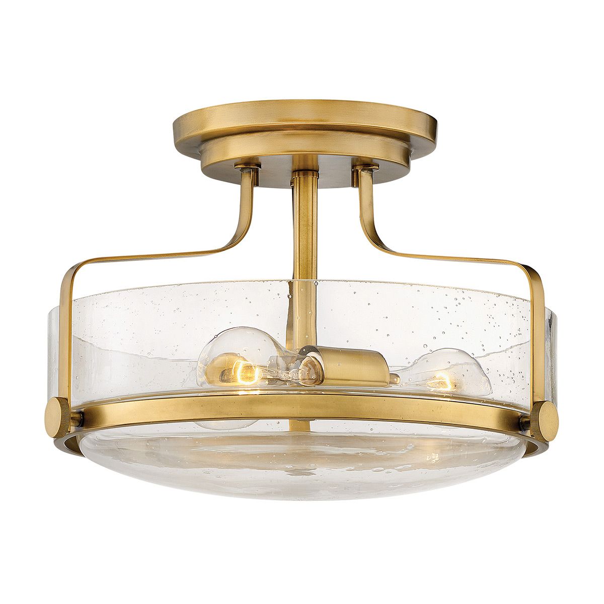 Harper 3 Light Small Semi-Flush Heritage Brass