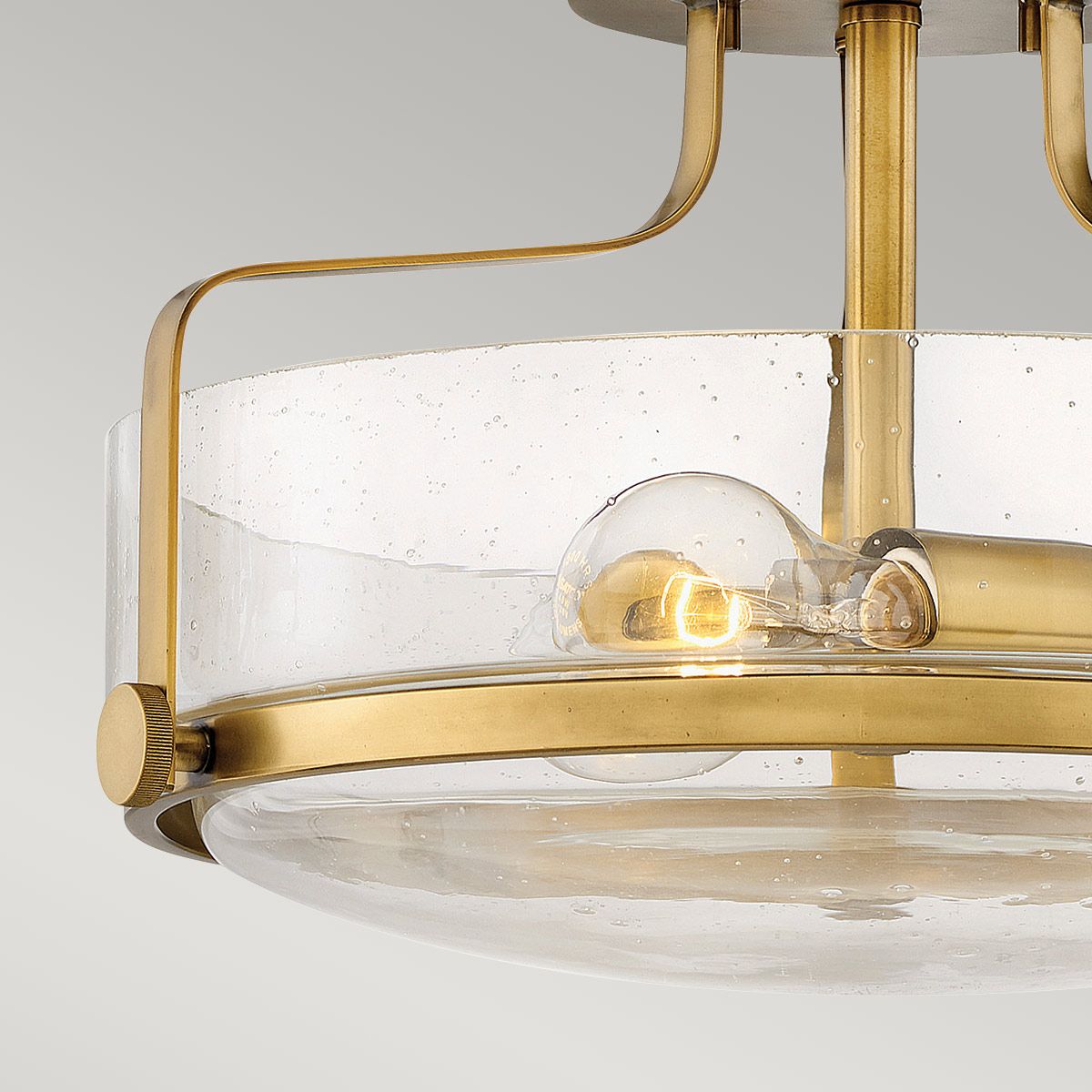 Harper 3 Light Small Semi-Flush Heritage Brass